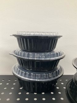 16 oz / 24 oz / 36 oz  microwaveable plastic bowls black