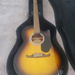 Fender Acoustic/Electric Guitar with Roadrunner Guitar Case (Hard)
