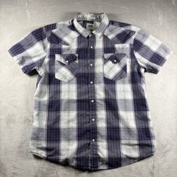 Levis Pearl Snap Men’s L Gray Plaid Short Sleeve Shirt Standard Fit Western #7A