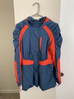 Blue & Orange Hooded Windbreaker Includes Pockets