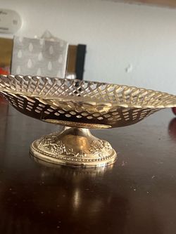 Vintage Silver-Plated Reticulated Pedestal Bowl 9”