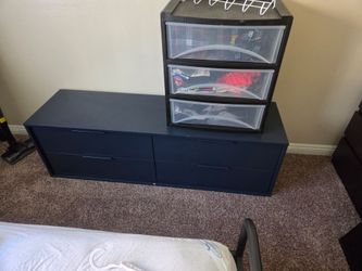 Navy Blue 4-Drawer Low Dresser