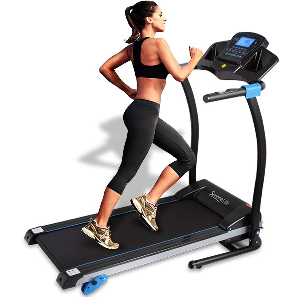 SereneLife SLFTRD25 Folding Treadmill - Treadmills for Home Cardio Training - Professional Fitness Equipment with 16 Preset Programs - 4 Incline Optio