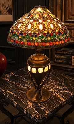 Vintage stained glass lamp Circa 1980's jeweled colors stained glass