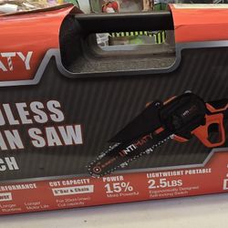 Untimaty Mini Chainsaw 6  inch Cordless Handheld Electric Chain Saw with 2 Batteries and Charger 