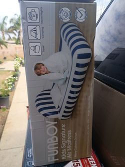 Funboy Kids Signature Air Mattress Navy Cabana Stripe