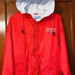 NORTHEASTERN UNIVERSITY EMBROIDERY HOODED ZIPPERED MEDIUM NYLON JACKET