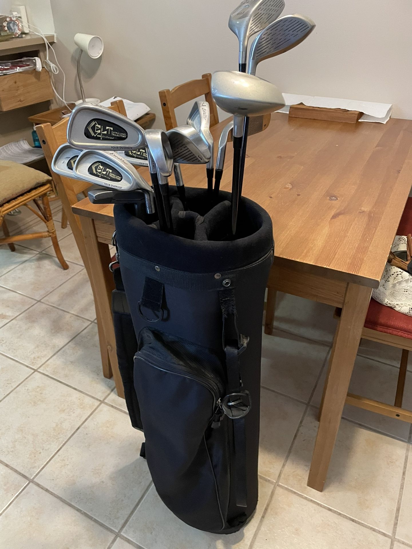 EXCALIBUR ELT TOUR OVERSIZE GOLF CLUB SET 12 TOTAL CLUBS+4WAY CART CARRY GOLF BAG