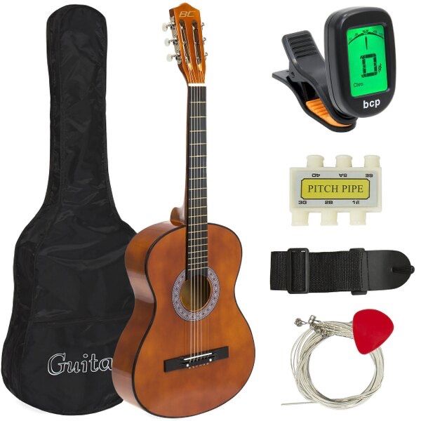 38in Beginner Acoustic Guitar Starter Kit w/ Case, Strap, Tuner, Pick, Strings -