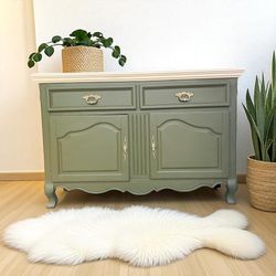Wonderful refinished green buffet table/cabinet