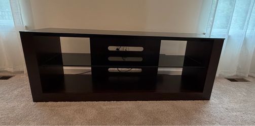 Black TV Stand with Glass Shelves