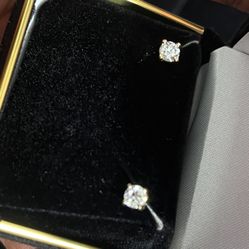 Real 14k Gold Diamond Earrings Studs 