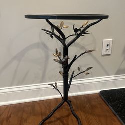 Small Metal and Glass Side Table 24h x 14” dia Smoke free household