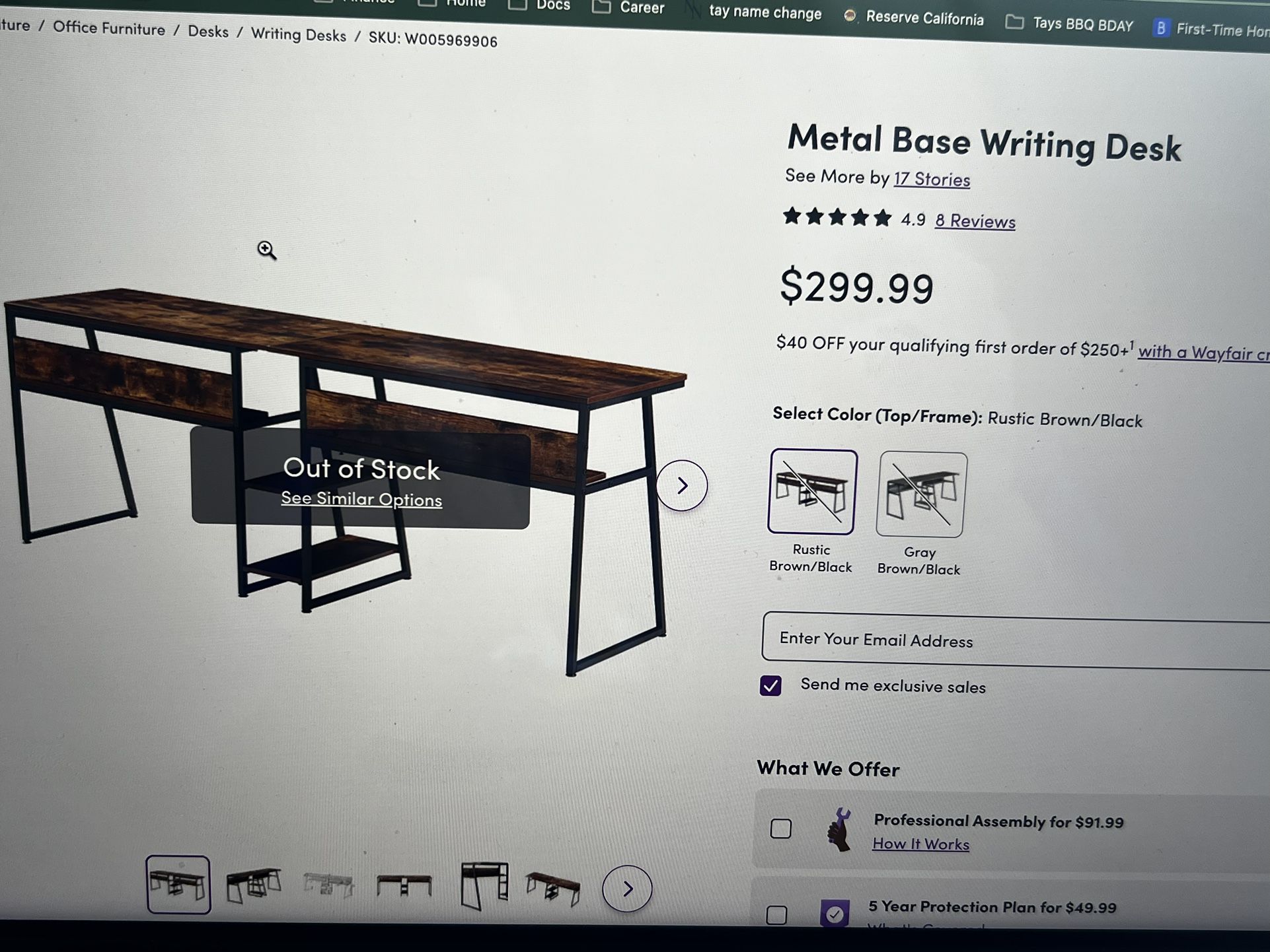 Desk With A Metal Base (seats 2)