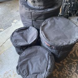 5 Drum set bag cases 22 bass 14 snare 12 13 16 toms pickup @ Kempsville library Virginia Beach or Bingo City Yorktown 