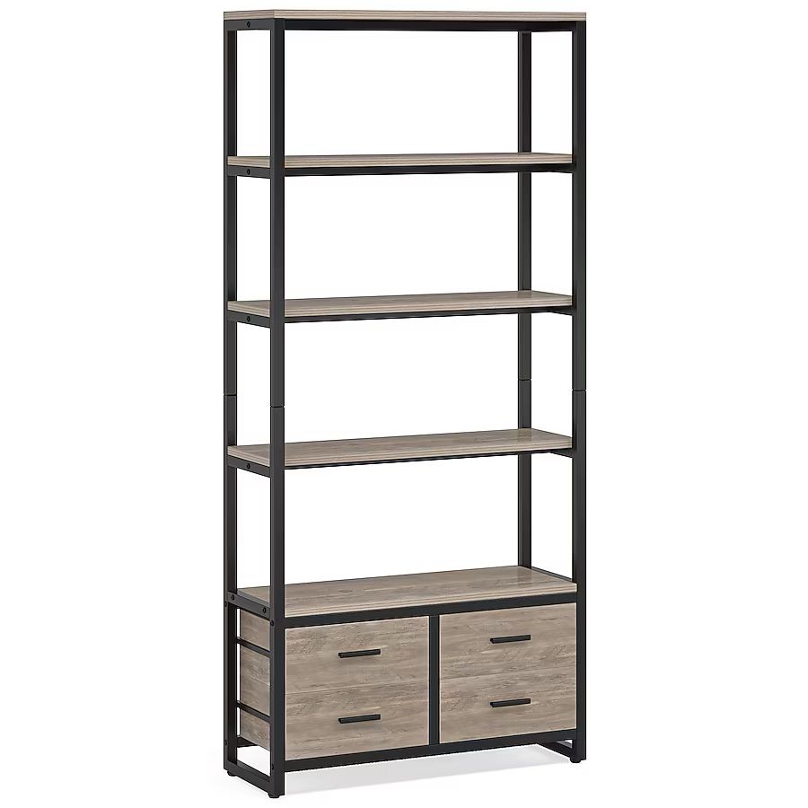 Tribesigns gray Metal 4-shelf Bookcase