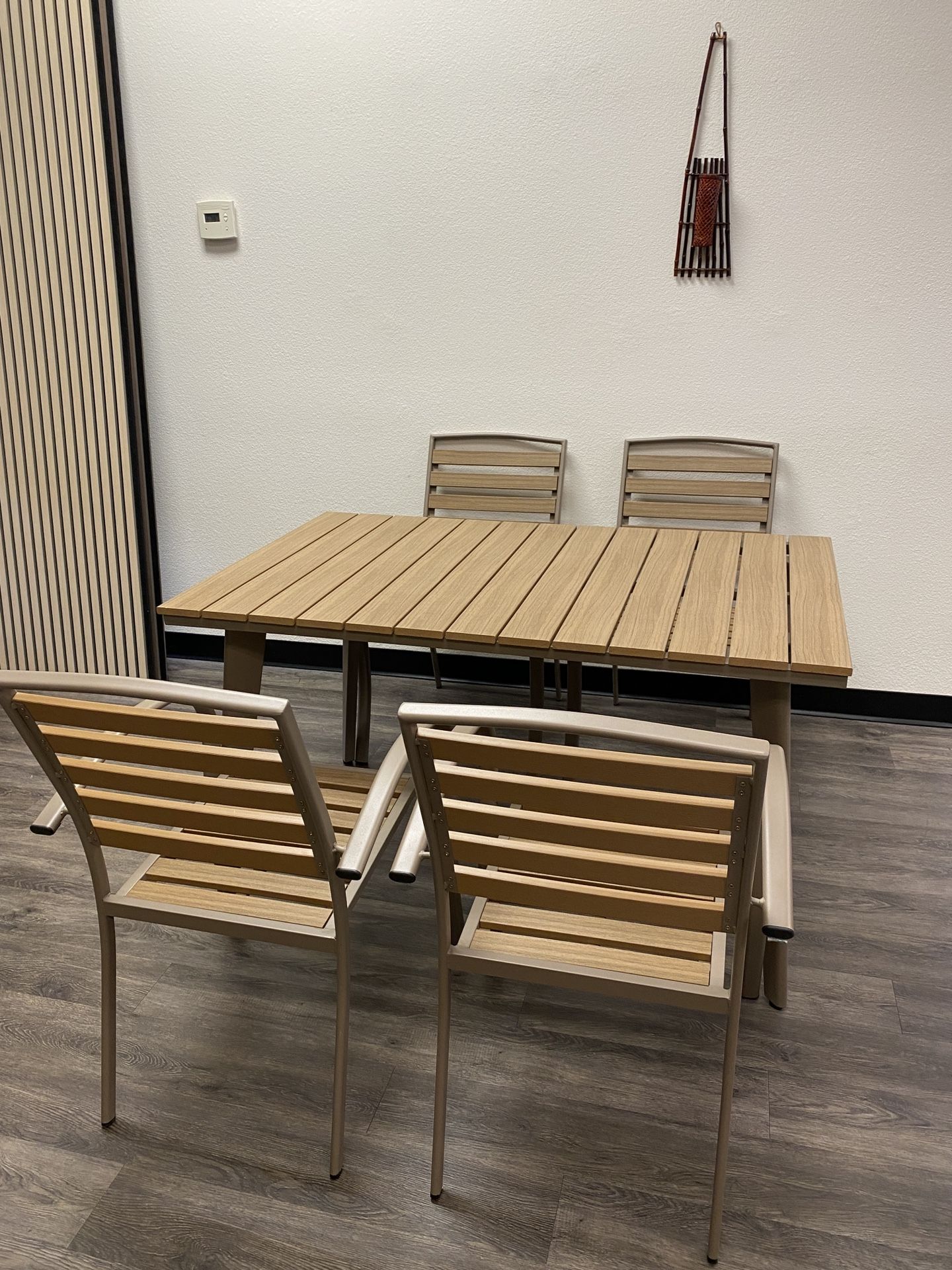 Wpc Tabletop Outdoor Patio Dining Set – WPC Tabletop + 4 Chairs – Durable & Modern ...