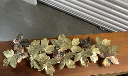 🤩 Brass & Copper Leaves Vintage Wall Art Piece