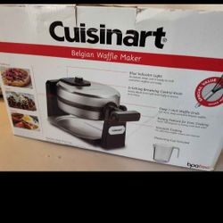 New! Cuisinart WAF-F10B Belgian Round Waffle-Iron Maker, Single, Black/Stainless, Easy to clean