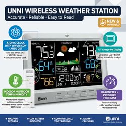 UNNI Weather Station Indoor Outdoor Thermometer Wireless