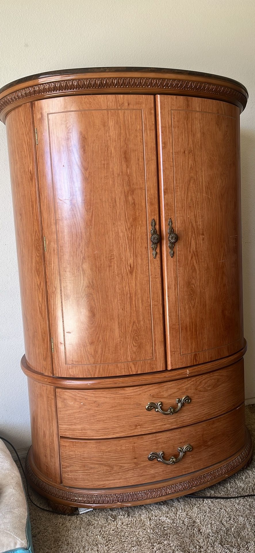 Armoire, dresser, and mirror