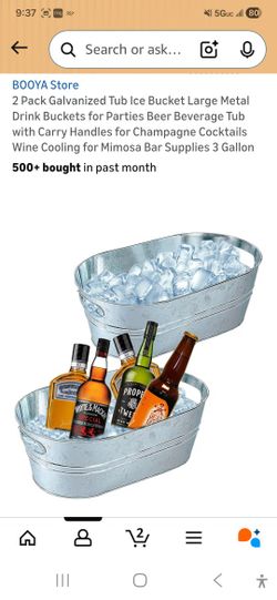 4 Pack Galvanized Tub Ice Bucket Large Metal Drink Buckets for Parties Beer Beverage Tub