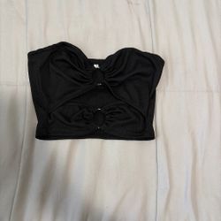 Black tube top with cutouts