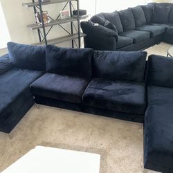 Black U-Shaped Couch For Sale