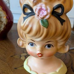 Vintage Inarco E-3157 Ceramic Hand Painted Lady Head Vase