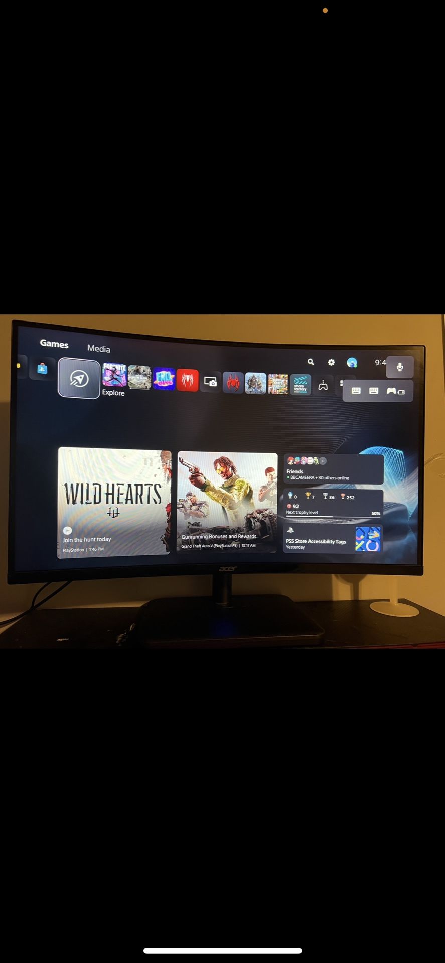 Acer 240 Hz Monitor Curved 27”