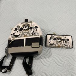 Disney Loungefly backpack with matching wallet 