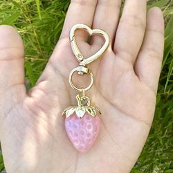 PINK Strawberry Bag Charm Keychain
