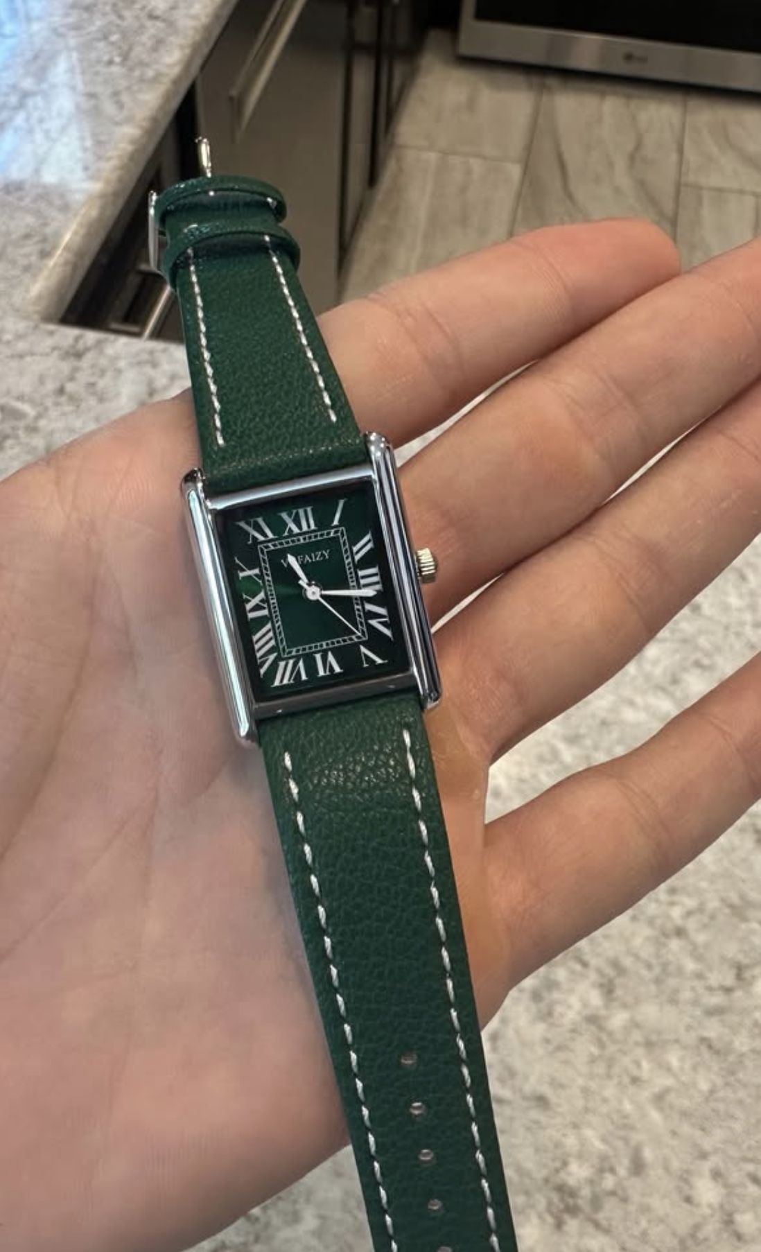 Women’s Vintage Rectangular Watch – Roman Numerals & Leather Strap