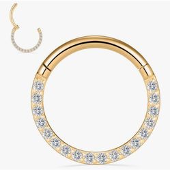 PEAKLINK 16G 18G 316L Stainless Steel CZ/OPAL Septum Piercing Septum Clicker Ring Hinged Nose Ring Daith Earrings Conch Piercing Jewelry Helix Cartila