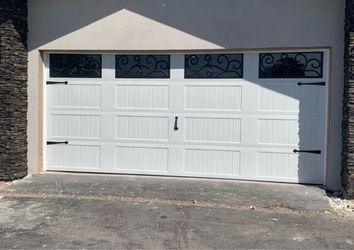 White Double Garage Door with Decorative Windows