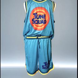 Space Jam Tune Squad Jersey + Shorts Men's Blue  Basketball Set Size  In Size M, L, XL 