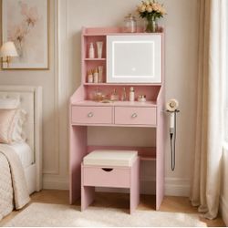 vanity desk with sliding mirror
