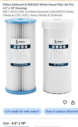 iFilters Whole House Sediment & KDF/GAC Water Filter Set – Brand New