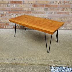 Mid Century Modern Solid Wood Hairpin Leg Coffee Table Or Bench Vintage 