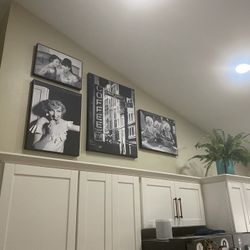 3 Canvas Mid Century / Retro Black And White Pics 