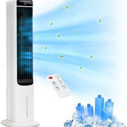 Swamp Cooler, Evaporative Air Cooler With 4 Ice Packs and Remote, 80° Oscillation 3 Speeds 3 Modes, 41" Tower Fans that Blow Cold Air, Bladeless Fan f