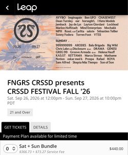 2 CRSSD WEEKEND TICKETS