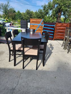 Dark Wood Dining Table with 4 Chairs