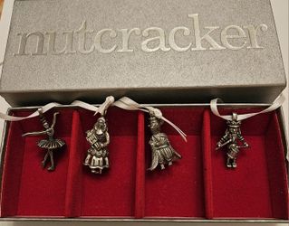 Vilmain Nutcracker Pewter Ornaments, Set of 4