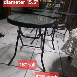 15.5 -in Foldable Glass Top Outdoor Steel Frame Side Round Outdoor End Table 18" tall $28 each or 4/$100
Pick up in Harlingen, I live near Walmart
Ant
