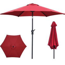7.5 FT Patio Umbrella(Styles Featuring Tassels, LED Lights, or Bases Available), Stylish, Modern & Adjustable, with Effortless Crank Operation for You