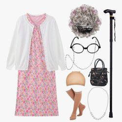 Grandma Costume Size 8 For Girls 