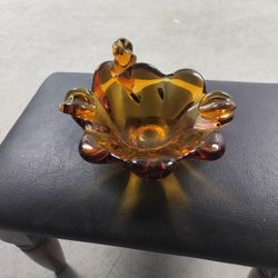 Amber Art Glass Ashtray