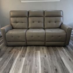 Light Gray Power Reclining Sofa and Loveseat Set