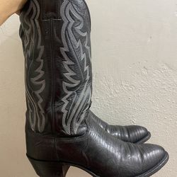 Justin Cowboy Boots Men's Style 8313 Black Lizard ,Size 8.5 man